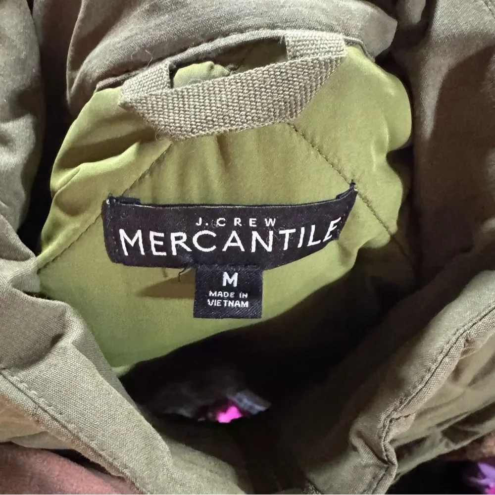J. Crew Mercantile Full Zip Green Quilted Puffer Vest